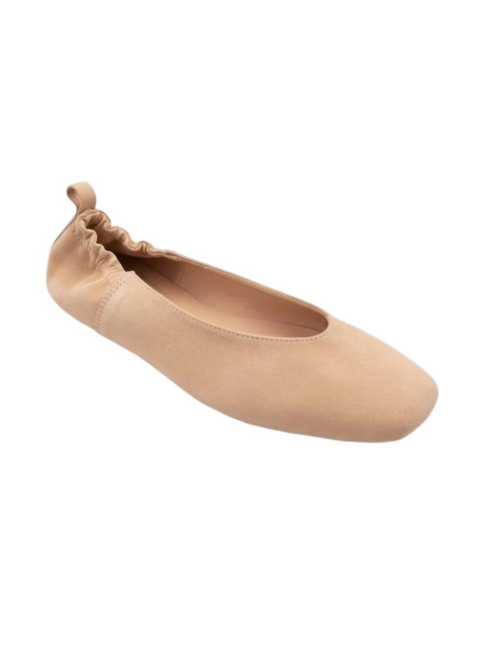 NEW CCOCCI women's soft suede scrunch heel square-toe ballet flats in nude